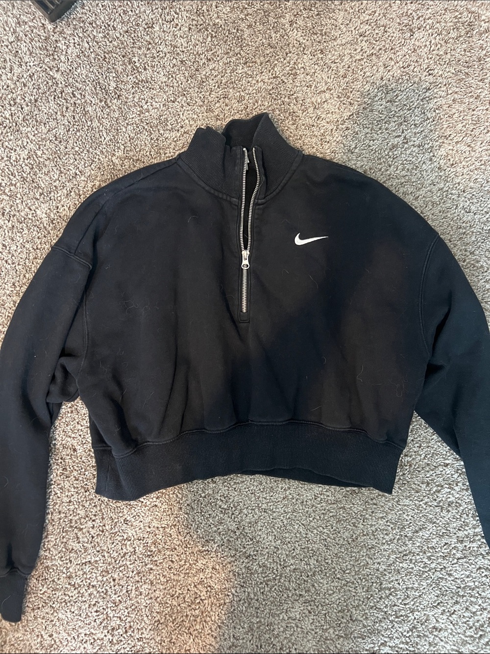 Nike Black Cropped Half-Zip Turtleneck Sweatshirt